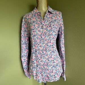 Lilly Pulitzer linen White Multicolor Floral Button Down Shirt Sz S